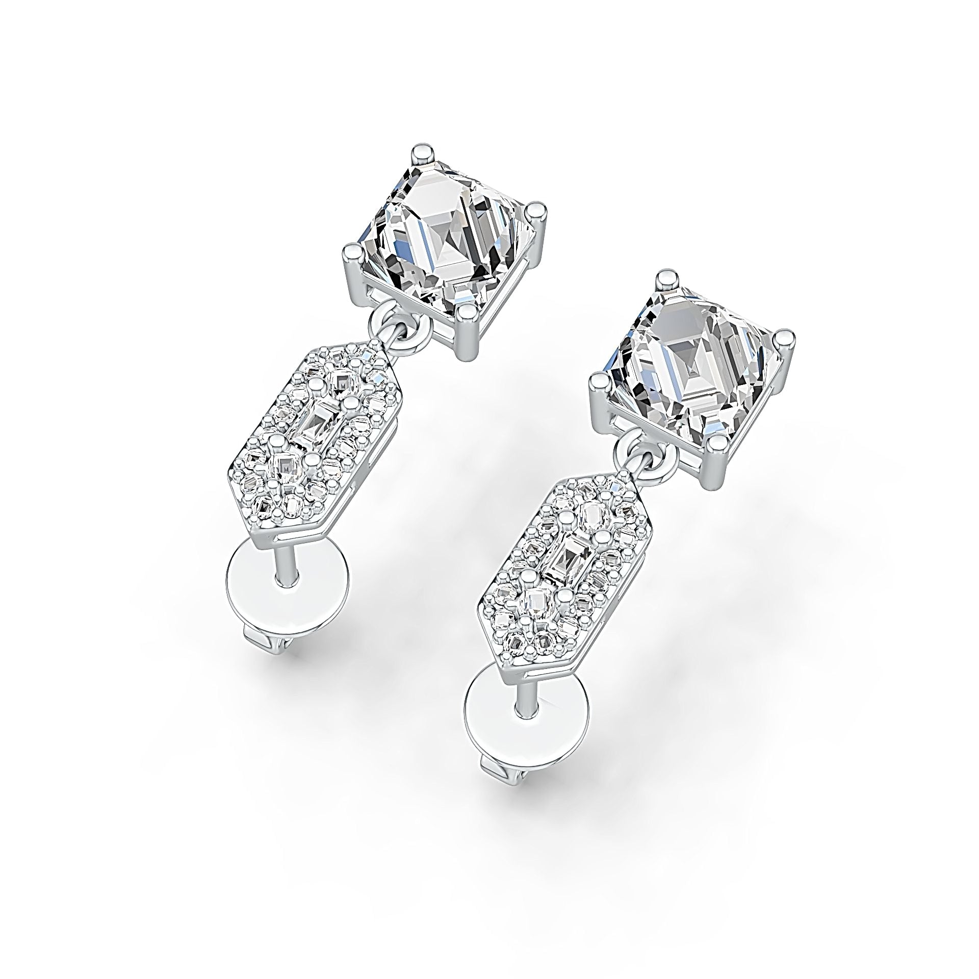 Sterling Silver Semi Mount Earrings Setting Emerald OCT 6X6mm DHJ