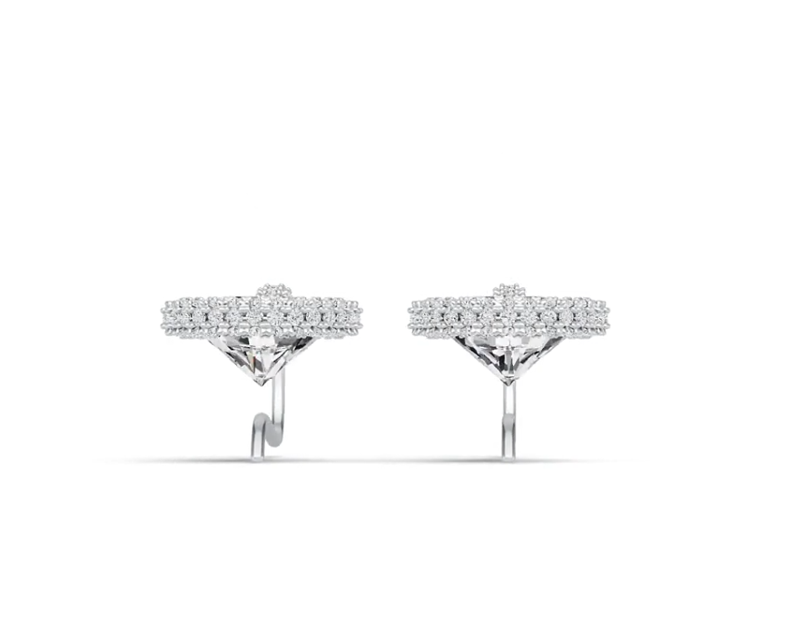 Sterling Silver Semi Mount Earrings Setting Round RD 10x10mm with White Topaz - Syzjewelry