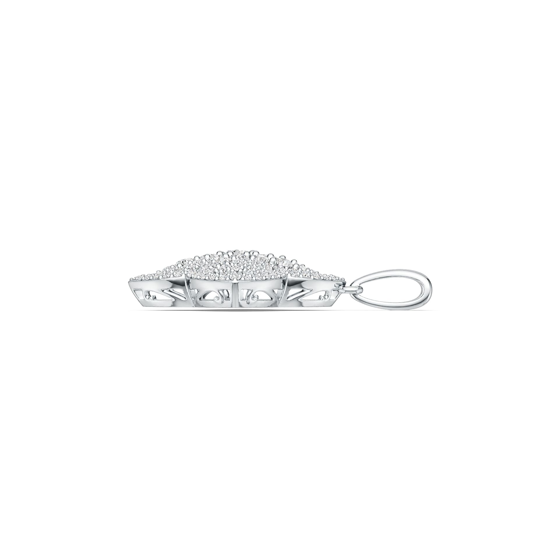 18K Gold Semi Mount Pendant Setting Round RD 3.5mm Diamond Accent DHJ