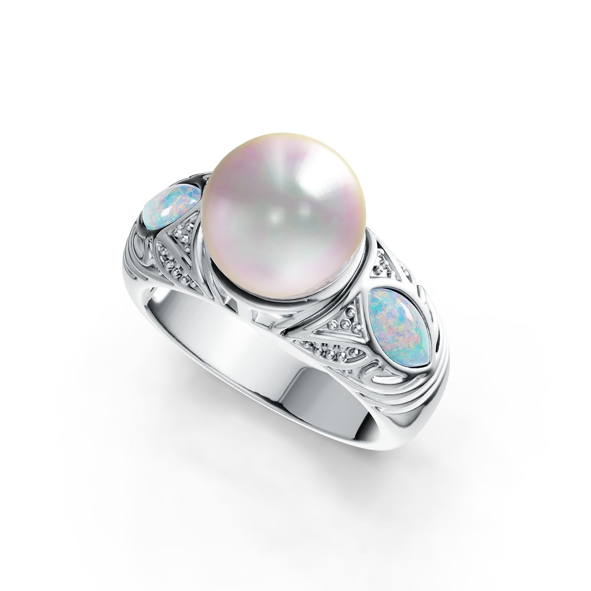 Sterling Silver Semi Mount Ring Setting Round RD 9.5X10mm MQ Cabochon 6X5mm DHJ