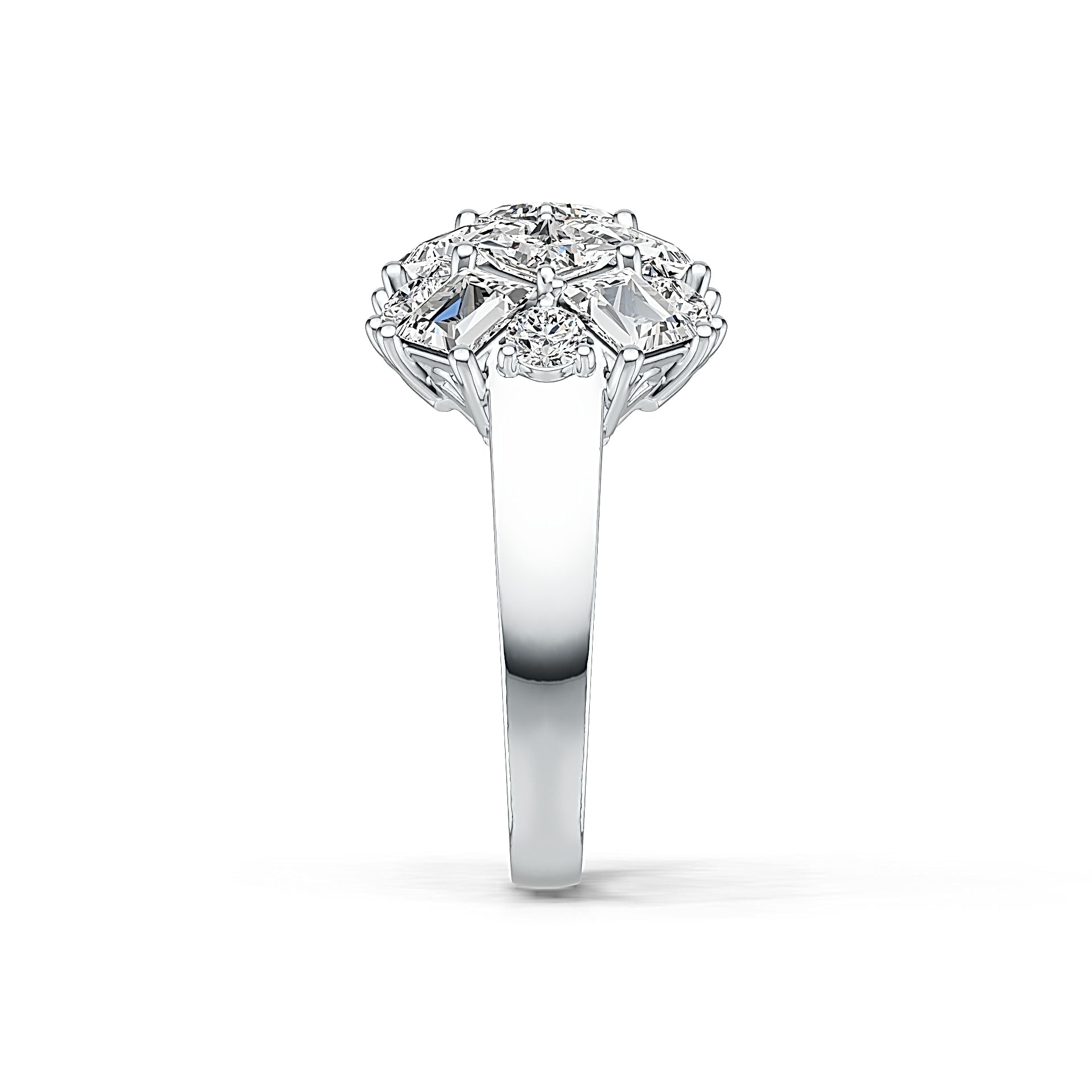 10K Gold Semi Mount Ring Setting Princess SQ 4X4mm Moissanite Accent DHJ