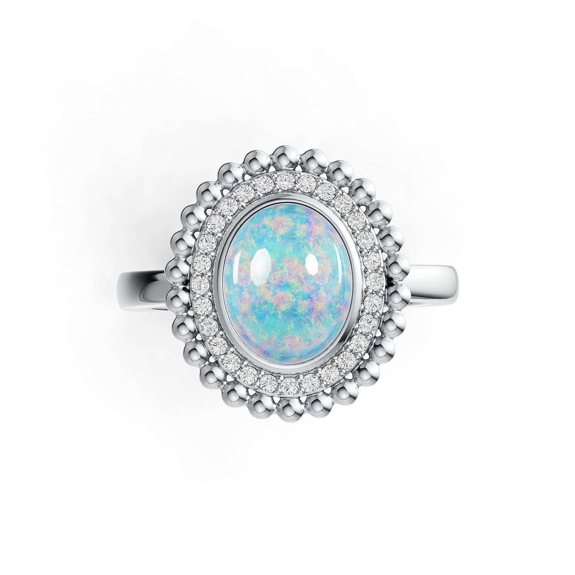 18K Gold Semi Mount Ring Setting Oval OV 10X8mm Cabochon Diamond Accent DHJ