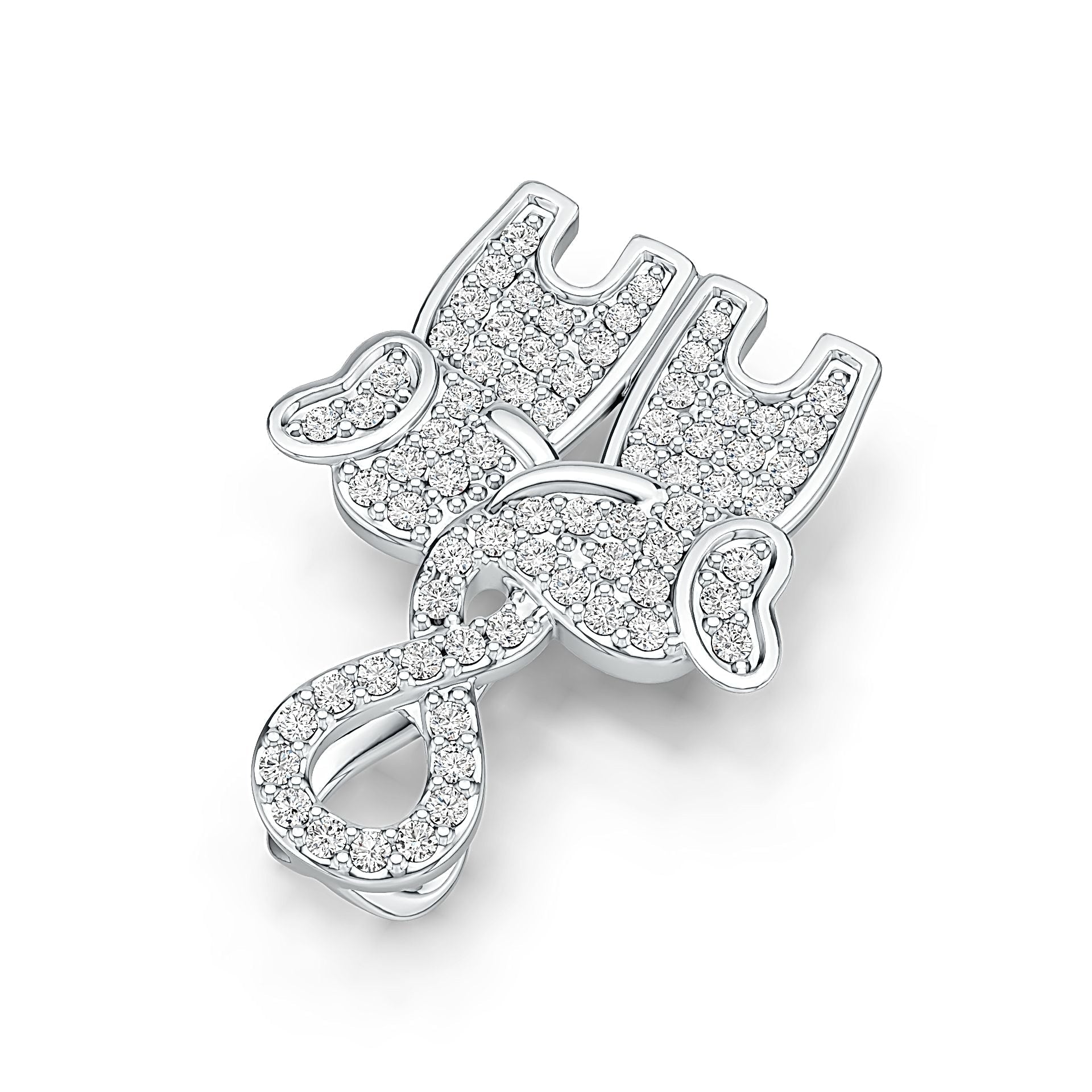 Platinum Pendant Elephant Theme with White Topaz or Moissanite Diamond Accent DHJ