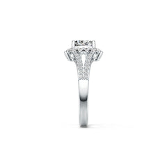 Platinum Semi Mount Ring Setting Oval OV 7X5mm Halo Diamond Accent DHJ