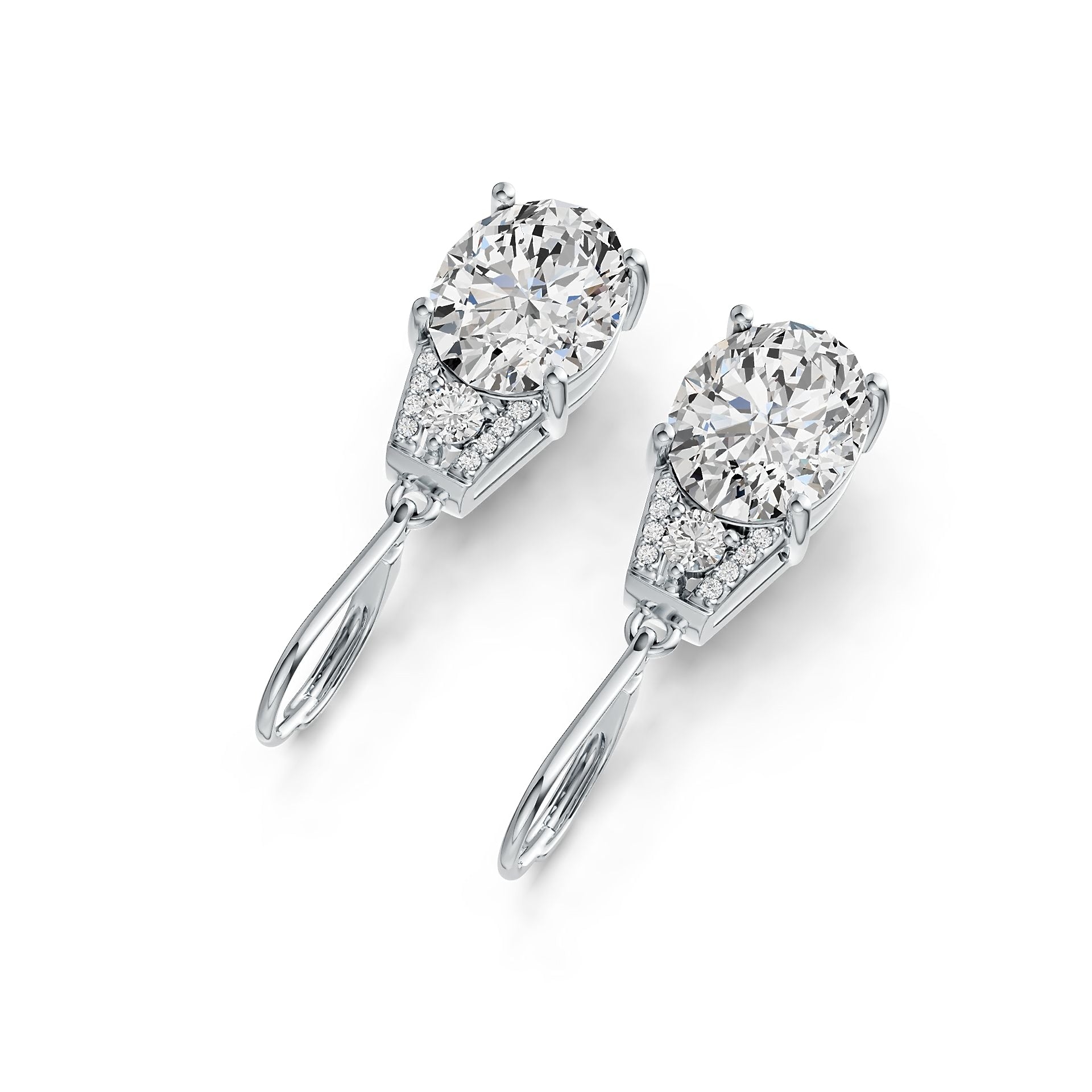 18K Gold Semi Mount Earrings Setting Oval OV 11X9mm Diamond Accent DHJ