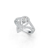 Sterling Silver Semi Mount Ring Setting Pear PE 8X6mm with White Topaz DHJ