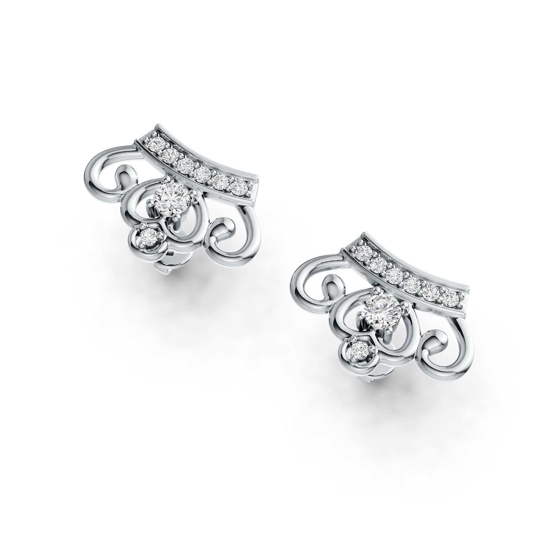 Sterling Silver Semi Mount Earrings Setting Round RD 3x3mm Crown Theme DHJ