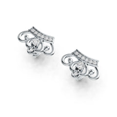 Sterling Silver Semi Mount Earrings Setting Round RD 3x3mm Crown Theme DHJ