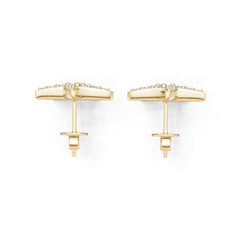Platinum Semi Mount Earrings Setting Round Ro 6x6mm Diamond Accent Syz Jewelry