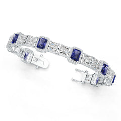 18K Gold Semi Mount Bracelet Setting Emerald Em 7x5mm Diamond Accent Syz Jewelry