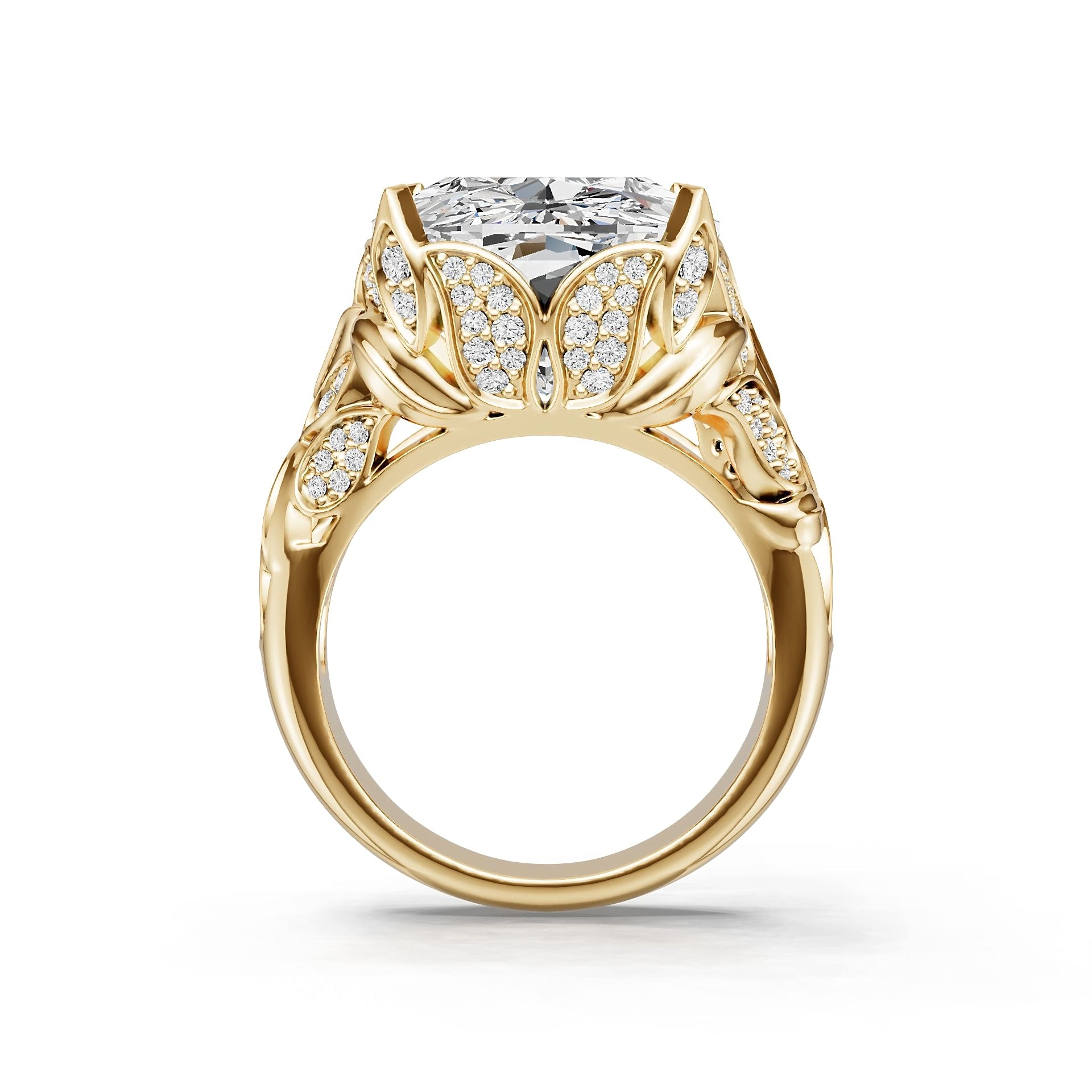 18K Gold Semi Mount Ring Setting Cushion Cu 19x14mm Diamond Accent Syz Jewelry