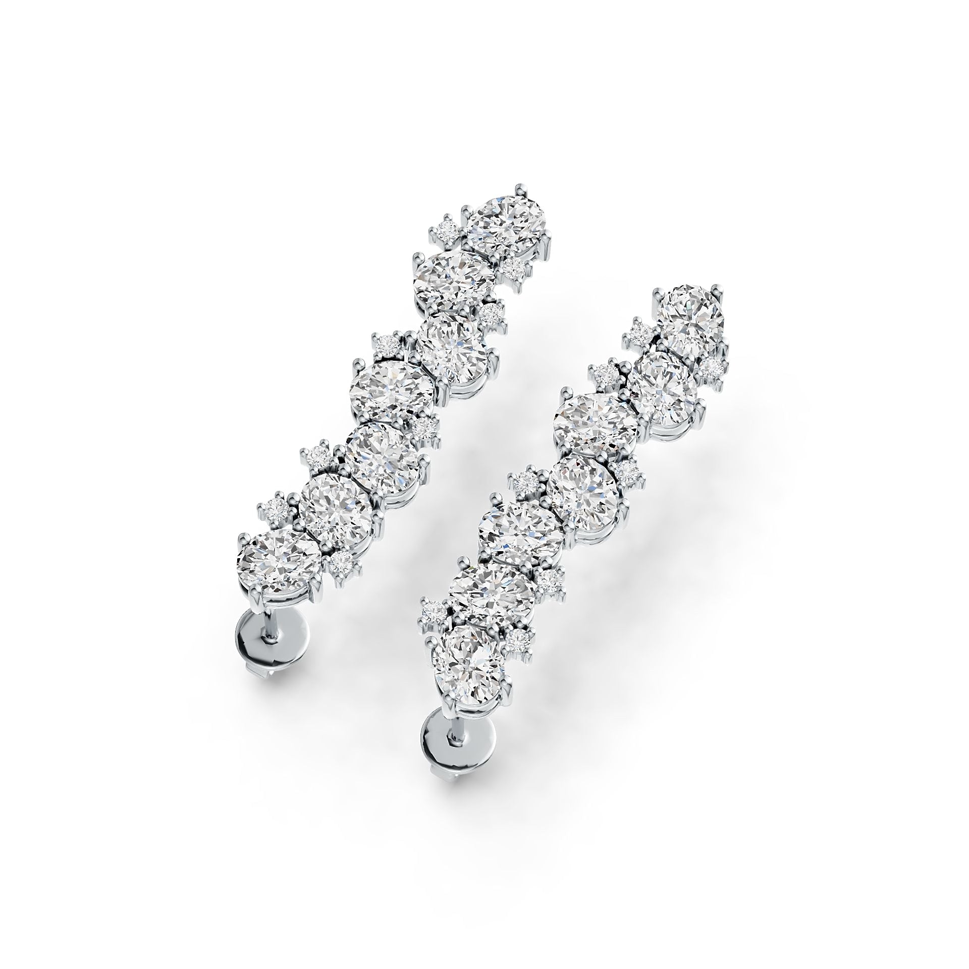 Sterling Silver Semi Mount Earrings Setting Oval OV 5X4mm with White Topaz DHJ