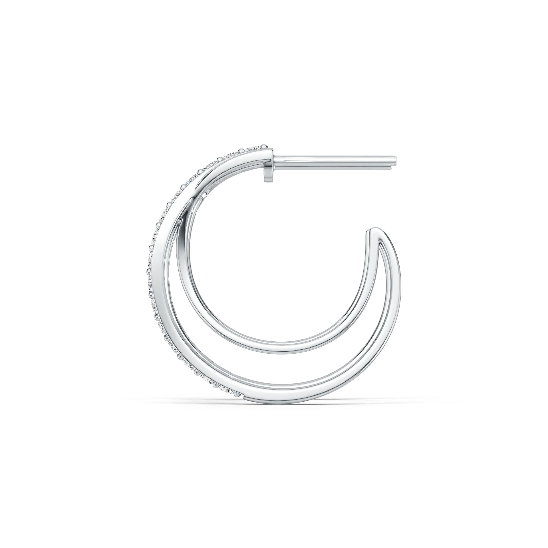Platinum Earrings Open Hoop with White Topaz or Moissanite Diamond Accent DHJ