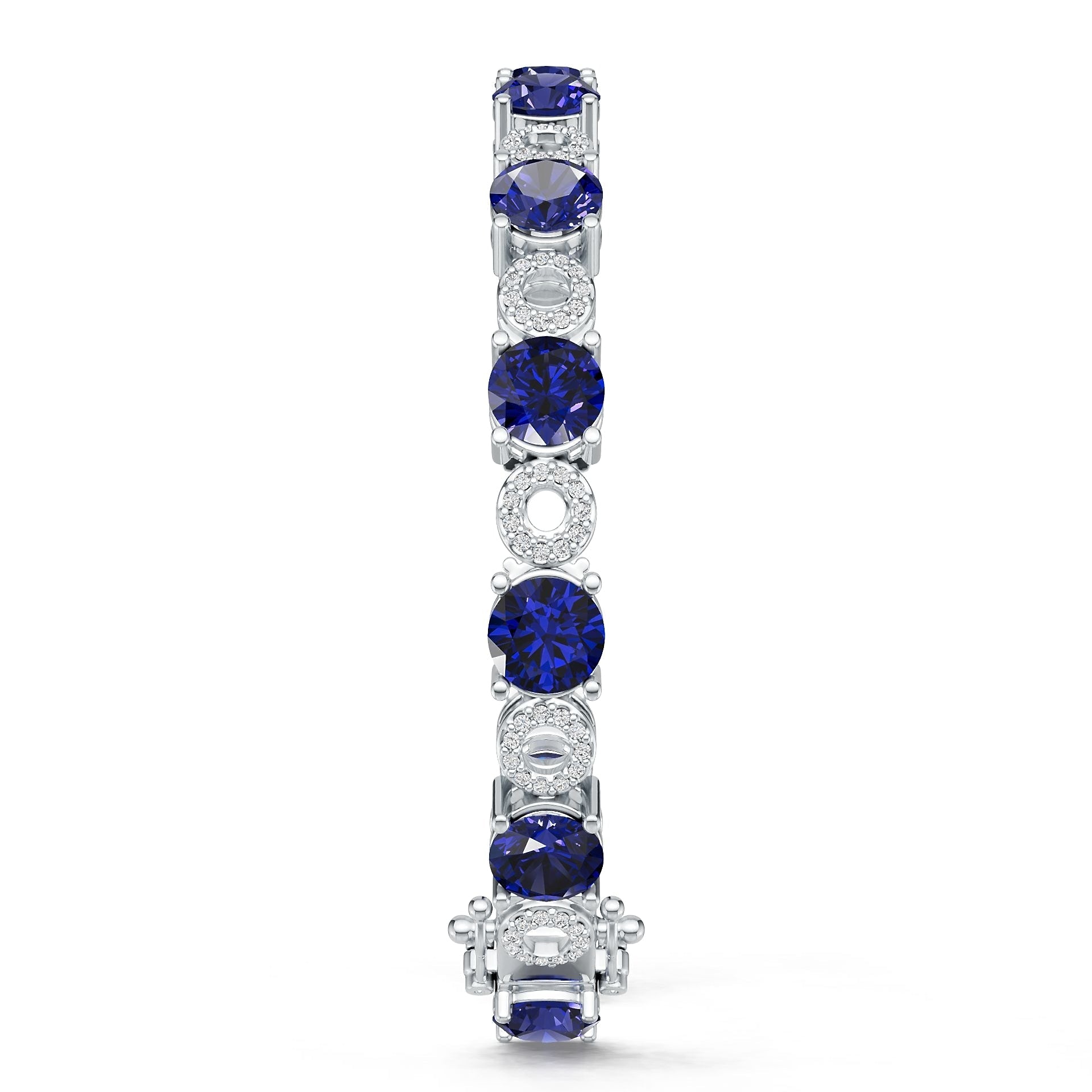 14K Gold Semi Mount Bracelet Setting Round RD 7x7mm Diamond Accent DHJ