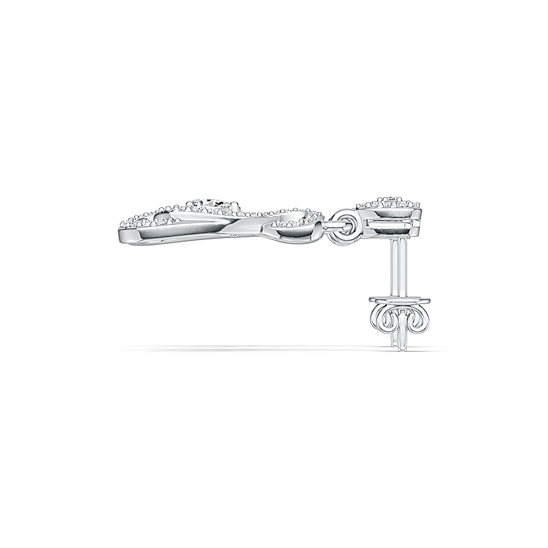 18K Gold Semi Mount Earrings Setting Pear PE 4X3mm Infinity Teardrop Diamond Accent DHJ