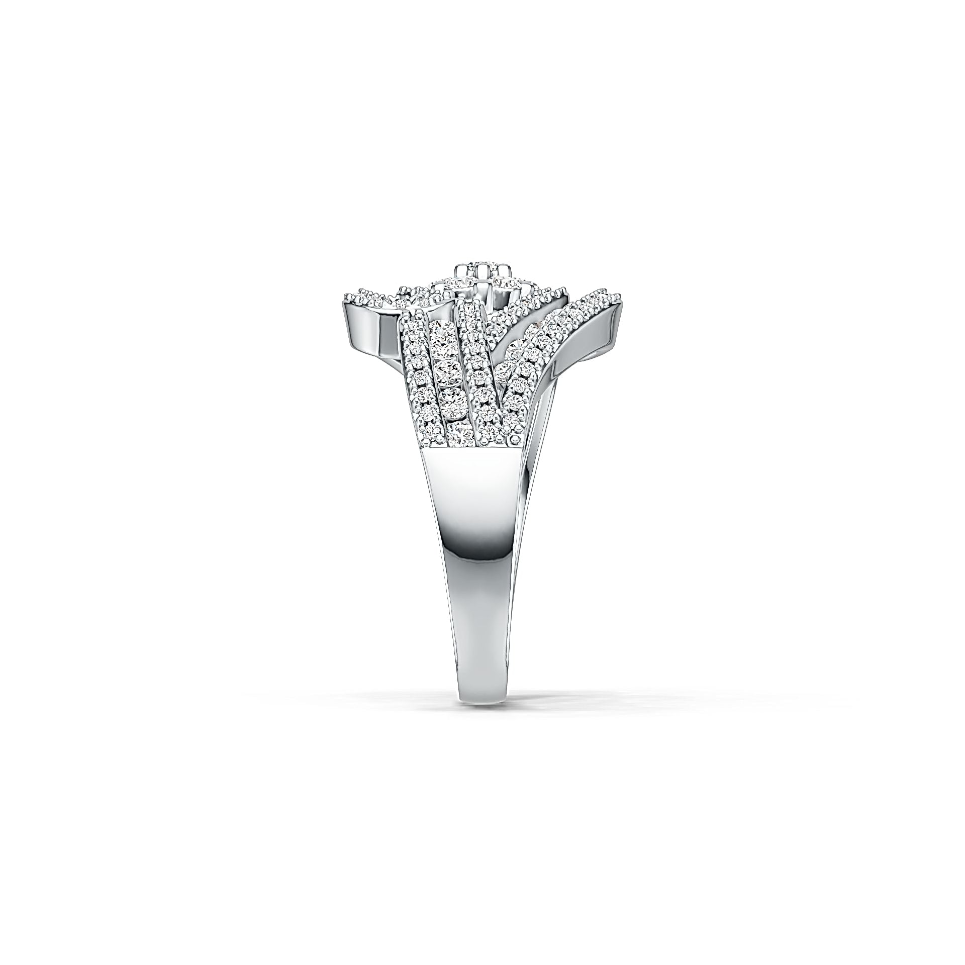 14K Gold Ring Multi-Row with or Moissanite Diamond Accent DHJ