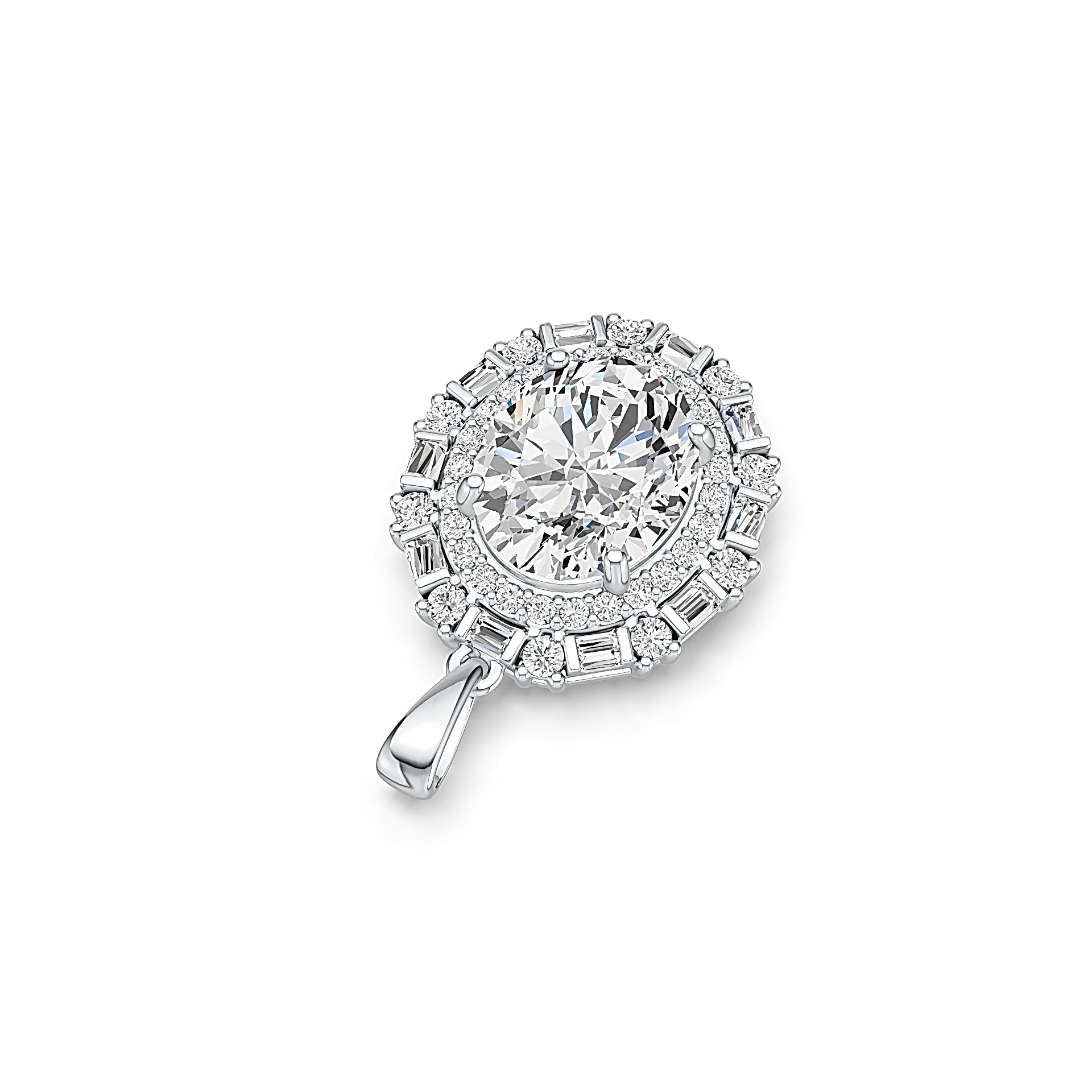 Sterling Silver Semi Mount Pendant Setting Oval OV 11X9mm with White Topaz Syzjewelry