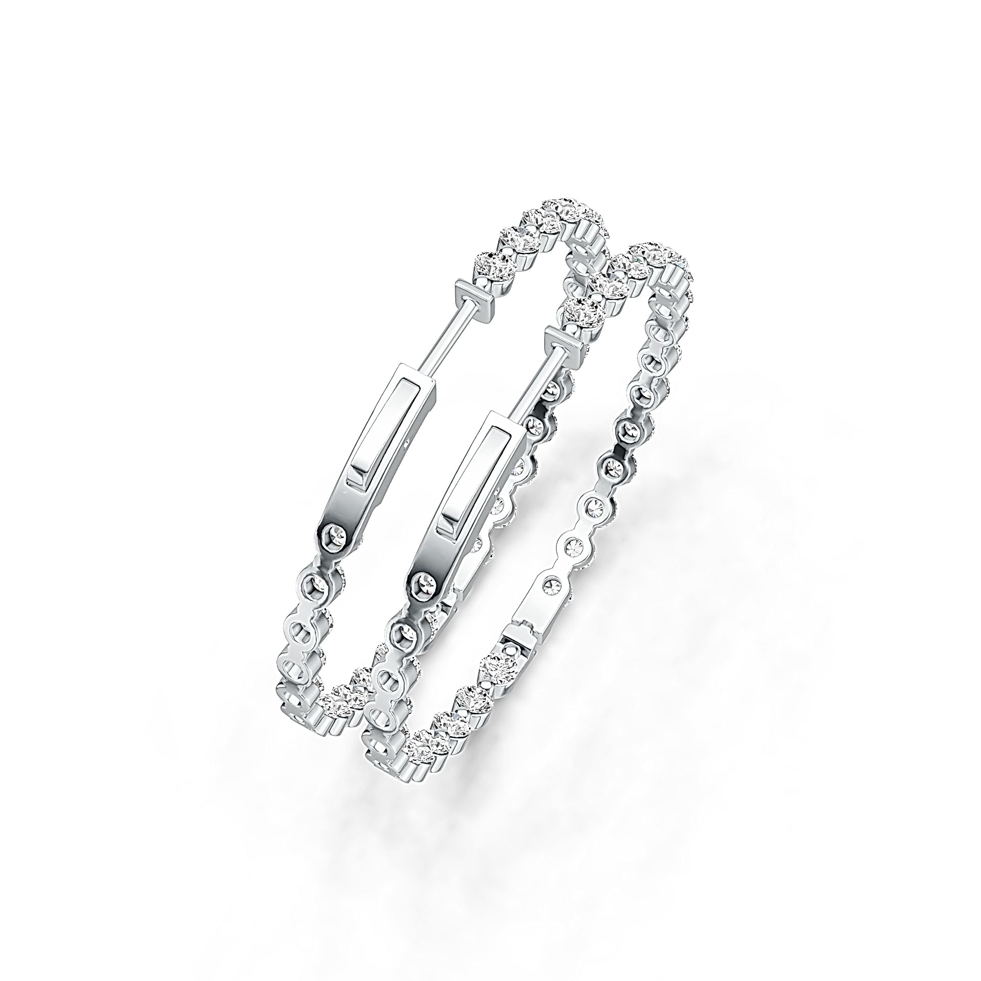 Sterling Silver Hoop Earrings with White Topaz or Moissanite Syzjewelry