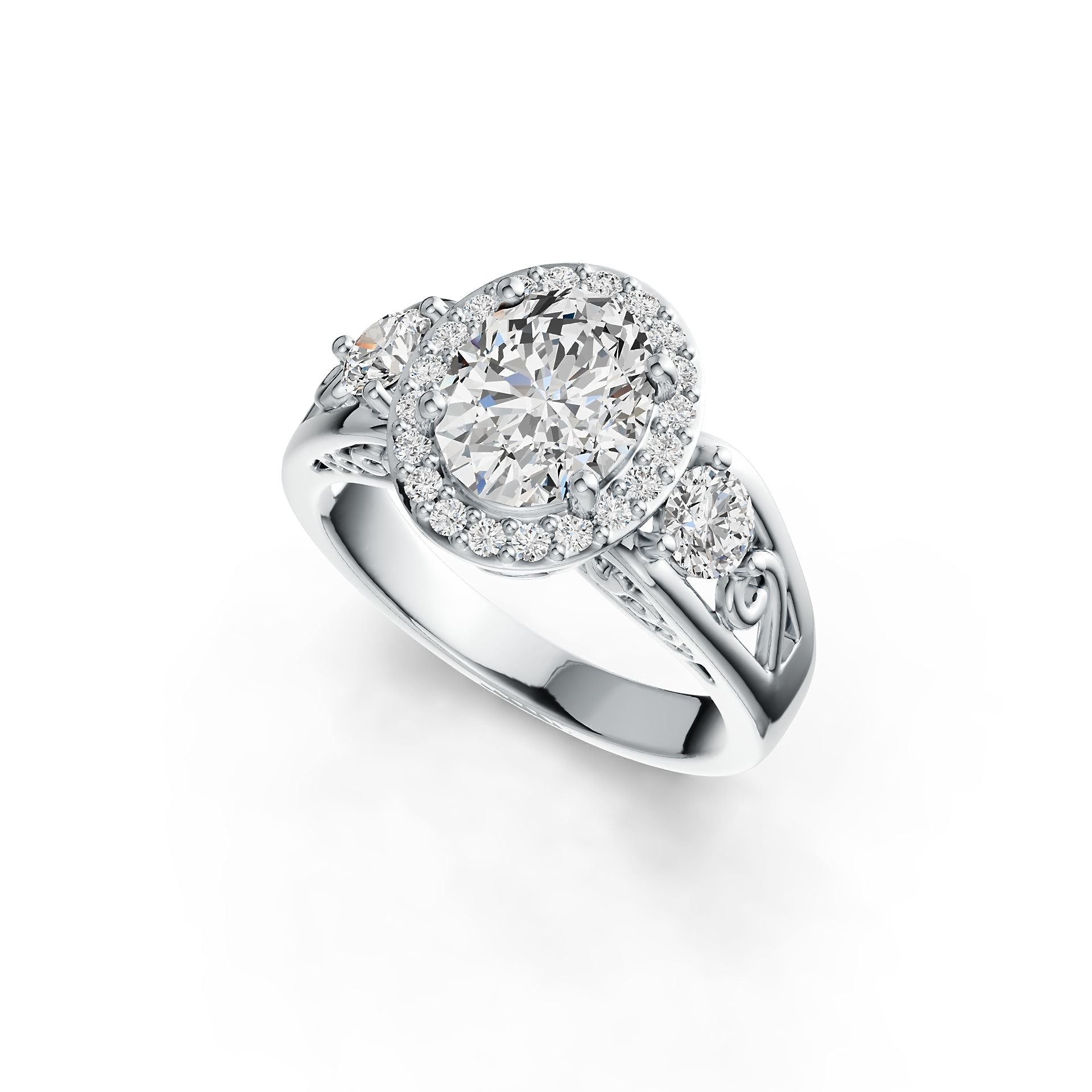 Sterling Silver Semi Mount Ring Setting Oval OV 9X7mm RD 4X4mm Syzjewelry