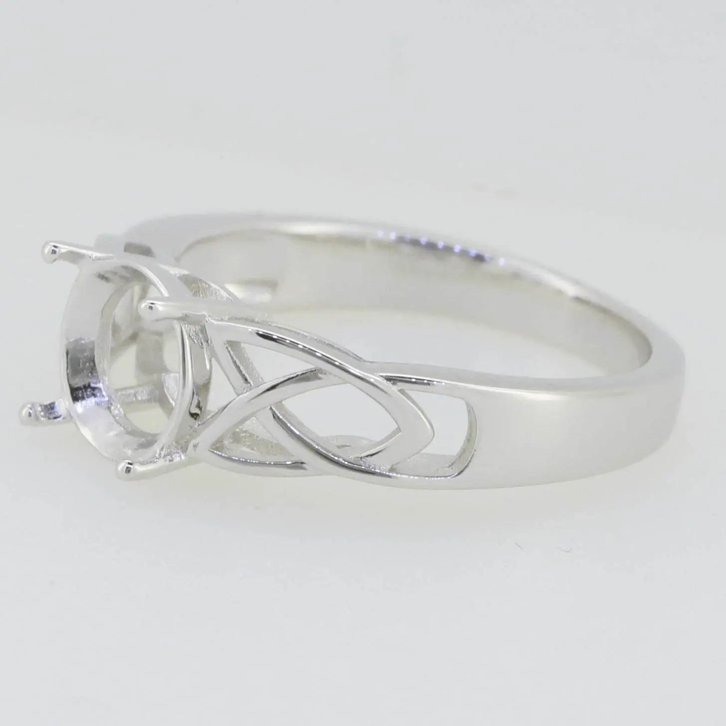 Platinum Semi Mount Ring Setting Round RD 8x8mm White Topaz DHJ