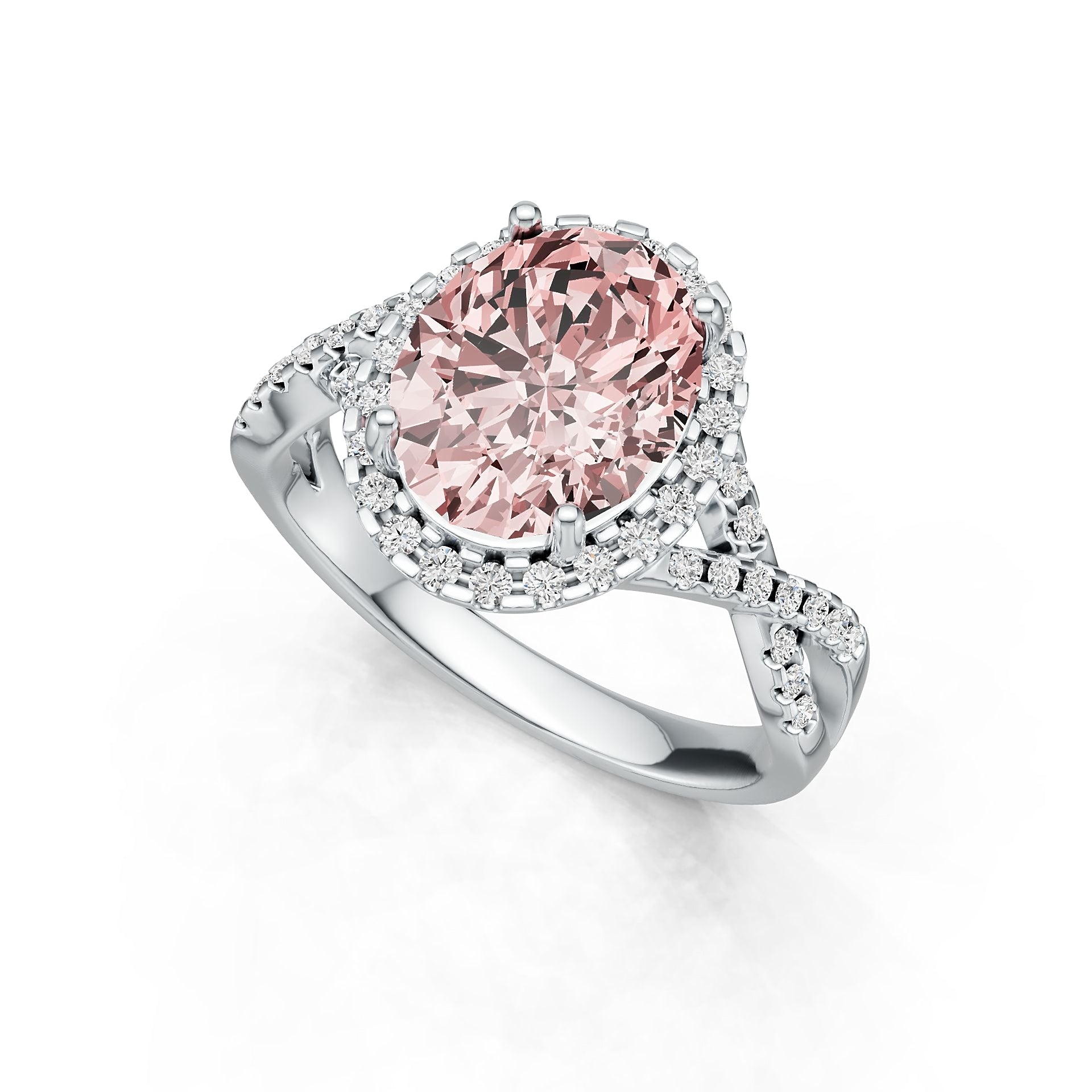 Sterling Silver Semi Mount Ring Setting Oval OV 10X8mm Halo Twist Shank Syzjewelry