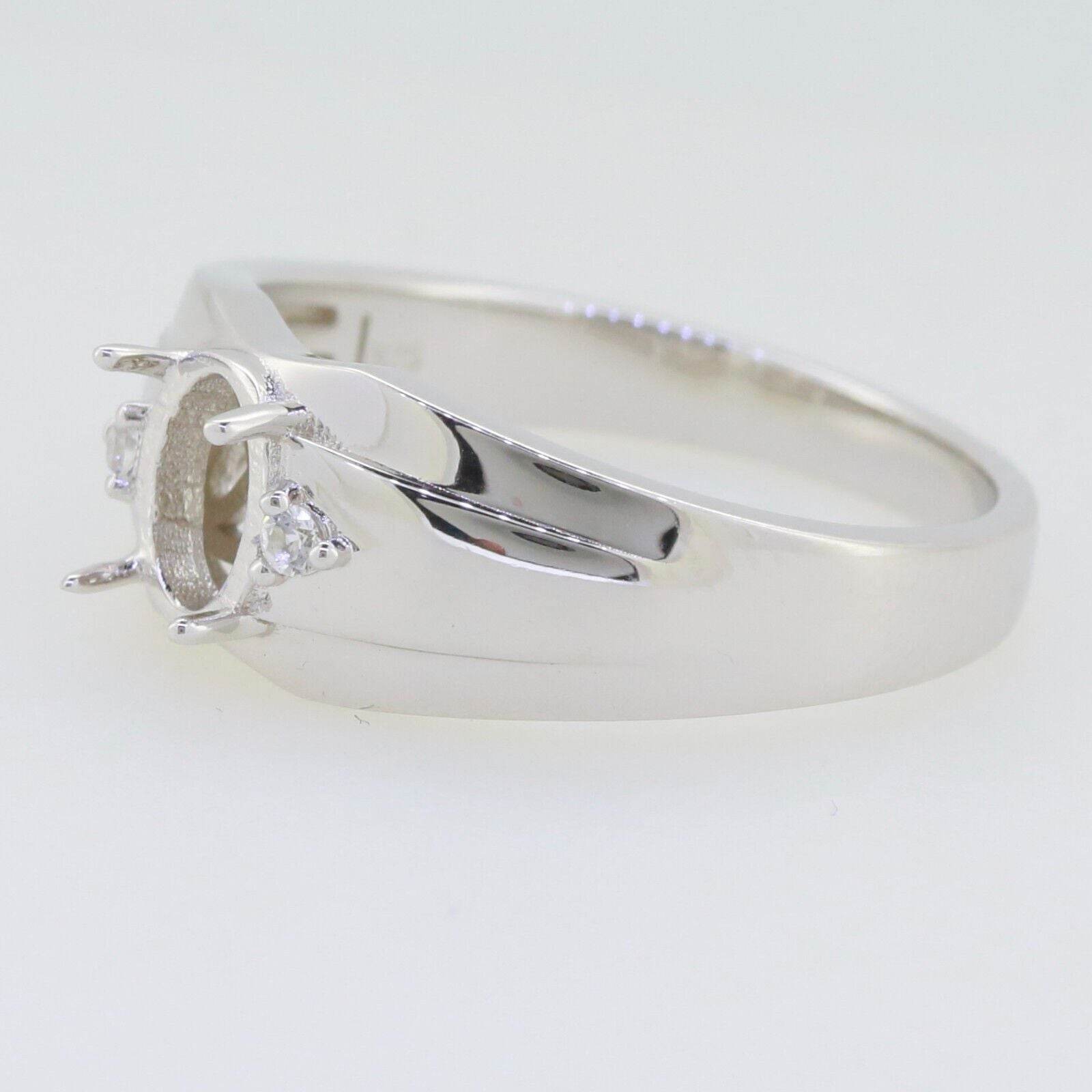 Men's 14K Gold Semi Mount Ring Setting Oval OV 8x6mm White Topa Diamond Accent Syzjewelry