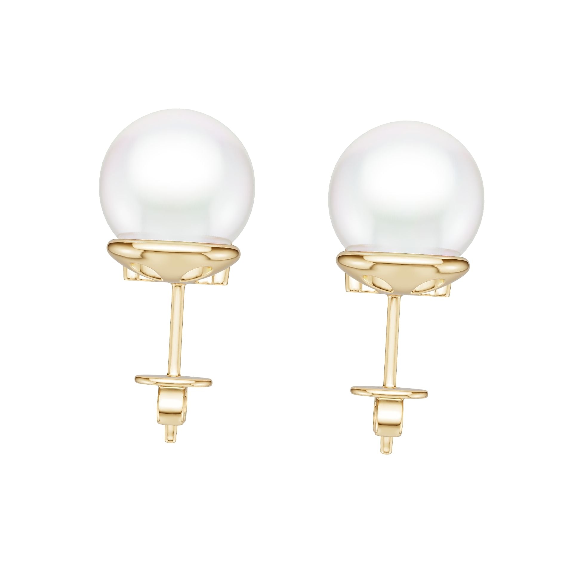 10K Gold Semi Mount Earrings Setting Round Ro 9x9mm Moissanite Accent Syz Jewelry