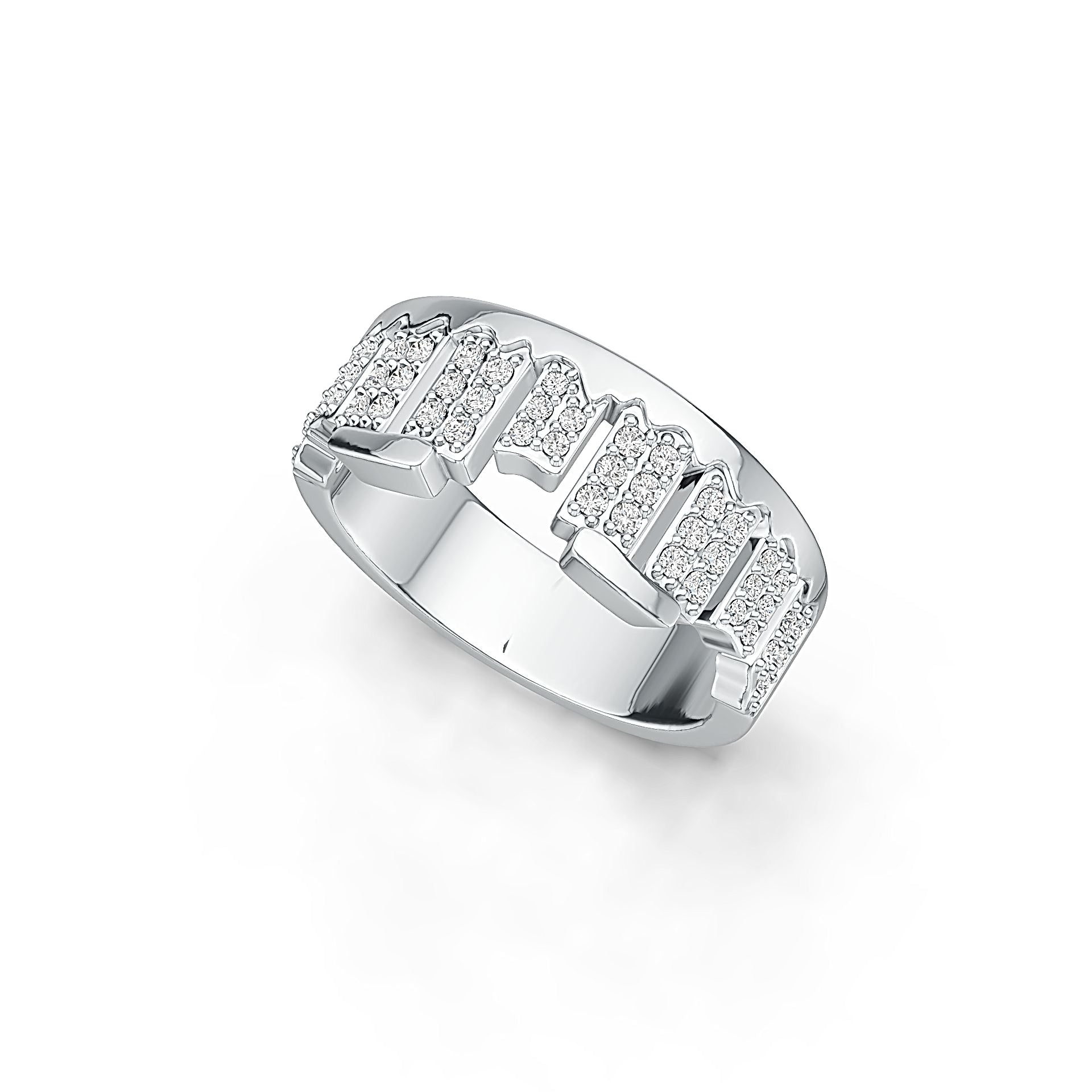 Sterling Silver Men's Ring with White Topaz or Moissanite DHJ