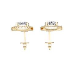 10K Gold Semi Mount Earrings Setting Round Ro 6x6mm Moissanite Accent Syz Jewelry