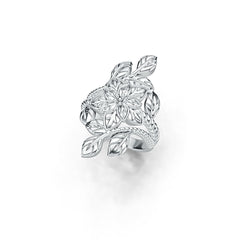 Sterling Silver Ring Flower with Leaves Theme Nature-Inspired DHJ