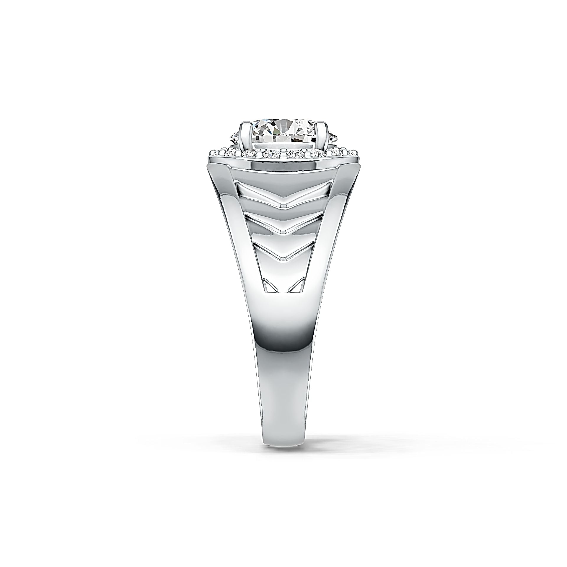 Platinum Semi Mount Ring Setting Round RD 8X8mm Halo Diamond Accent DHJ