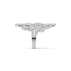 Platinum Cocktail Filigree Ring with White Topaz or Moissanite Diamond Accent DHJ