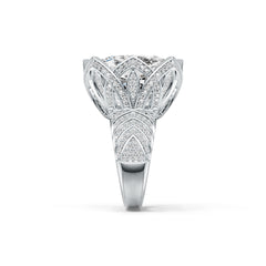 14K Gold Semi Mount Ring Setting Cushion CU 18X18mm Flower Theme Diamond Accent DHJ