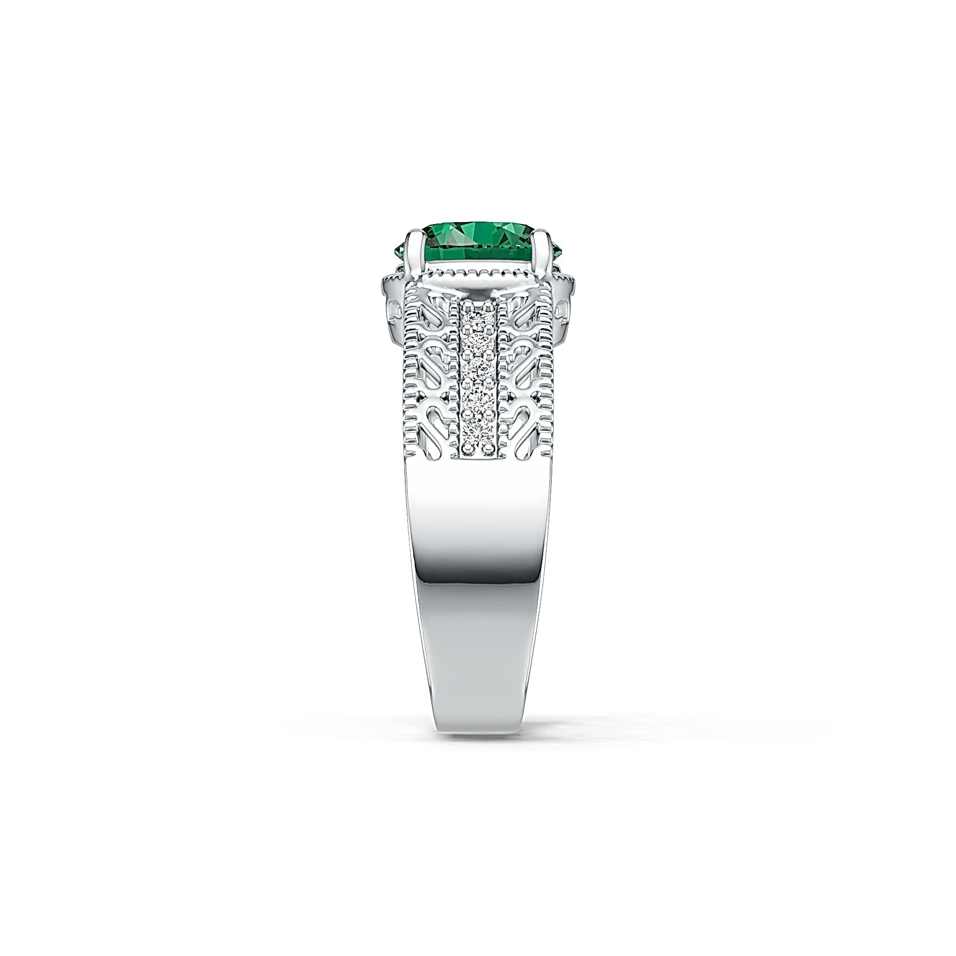 Platinum Semi Mount Ring Setting Round RD 8x8mm Solitaire Diamond Accent DHJ