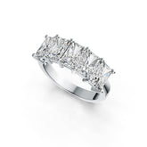 Sterling Silver Semi Mount Ring Setting Emerald OCT 6X4mm 5-Stone Ring DHJ