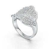 Sterling Silver Ring Leaf Theme with White Topaz or Moissanite DHJ