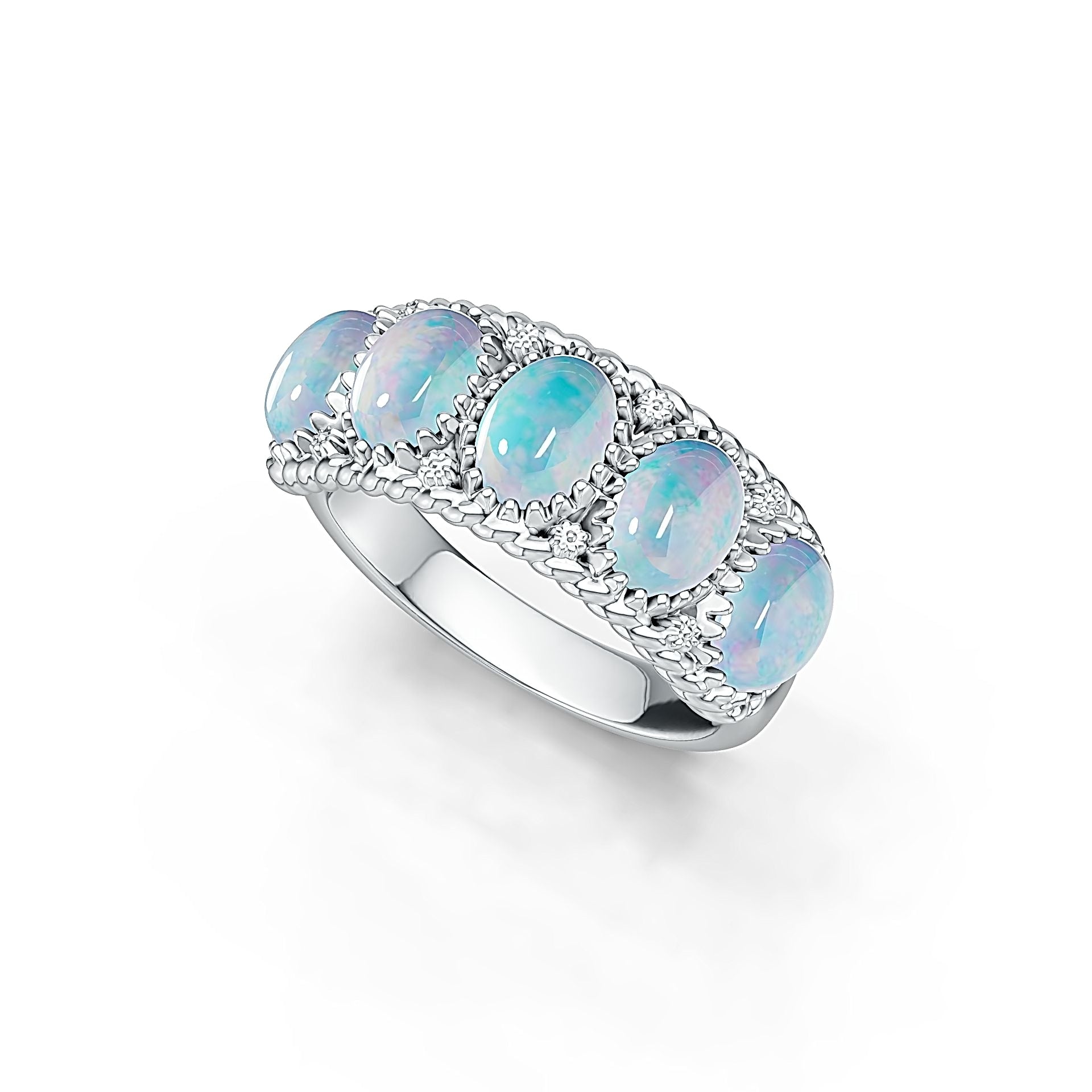 Sterling Silver Semi Mount Ring Setting Oval OV 7X5mm Cabochon DHJ