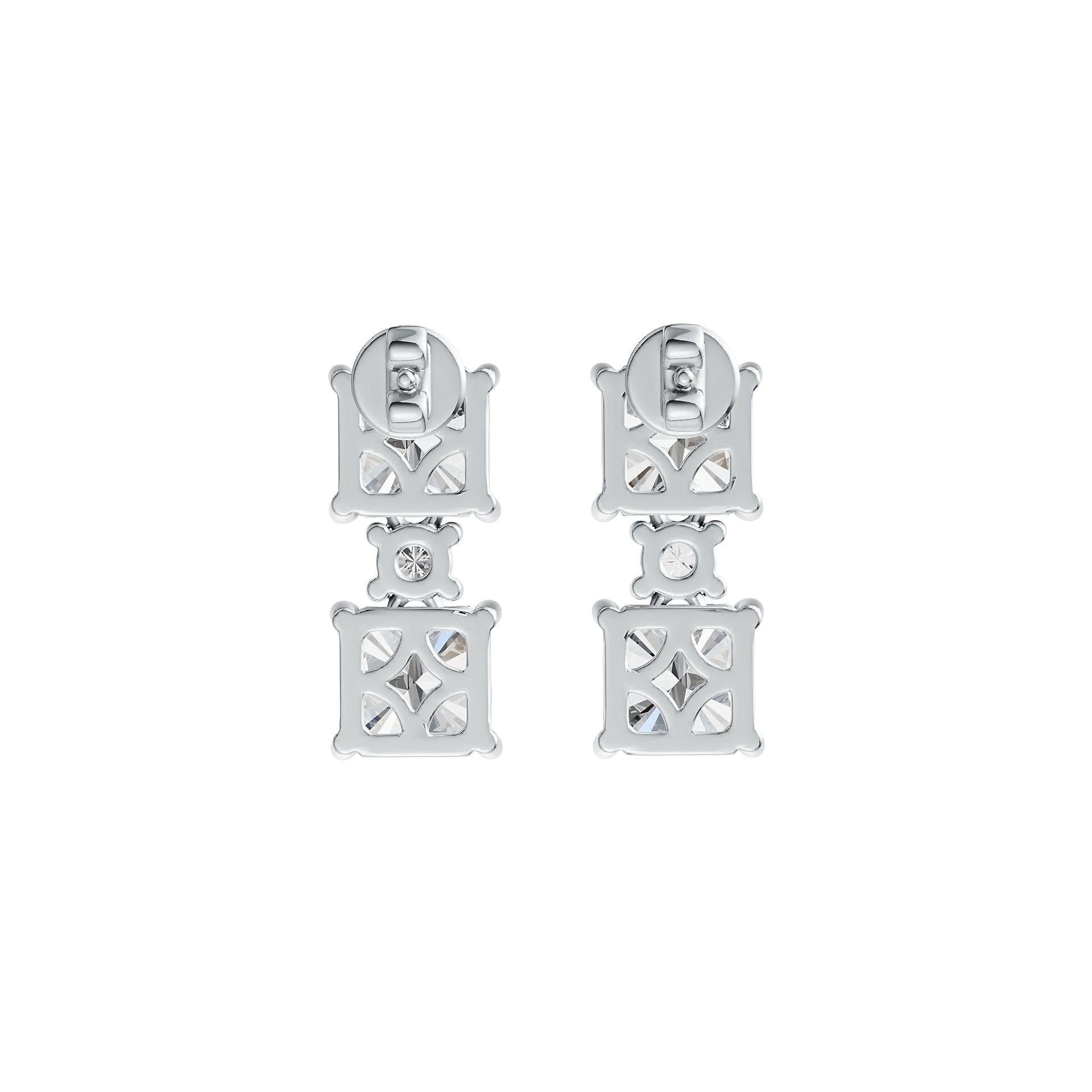 18K Gold Semi Mount Earrings Setting Emerald OCT 6X6mm Diamond Accent DHJ