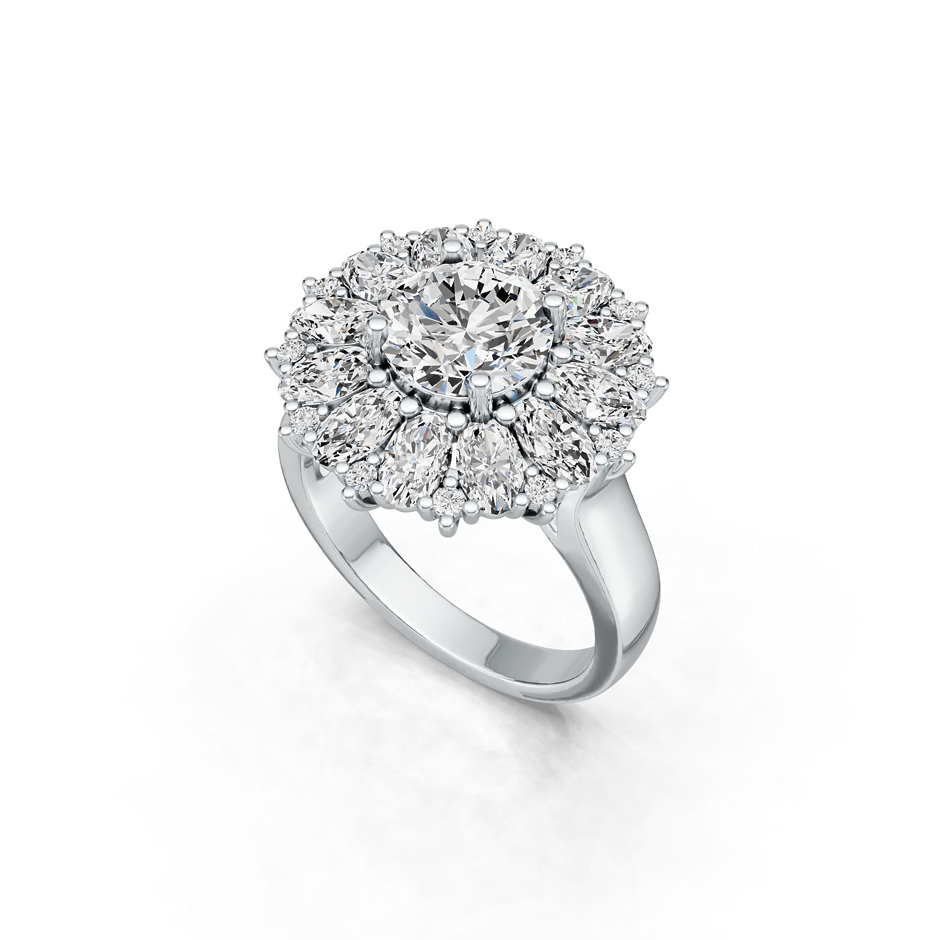 Sterling Silver Semi Mount Ring Setting RD 8x8mm with White Topaz DHJ