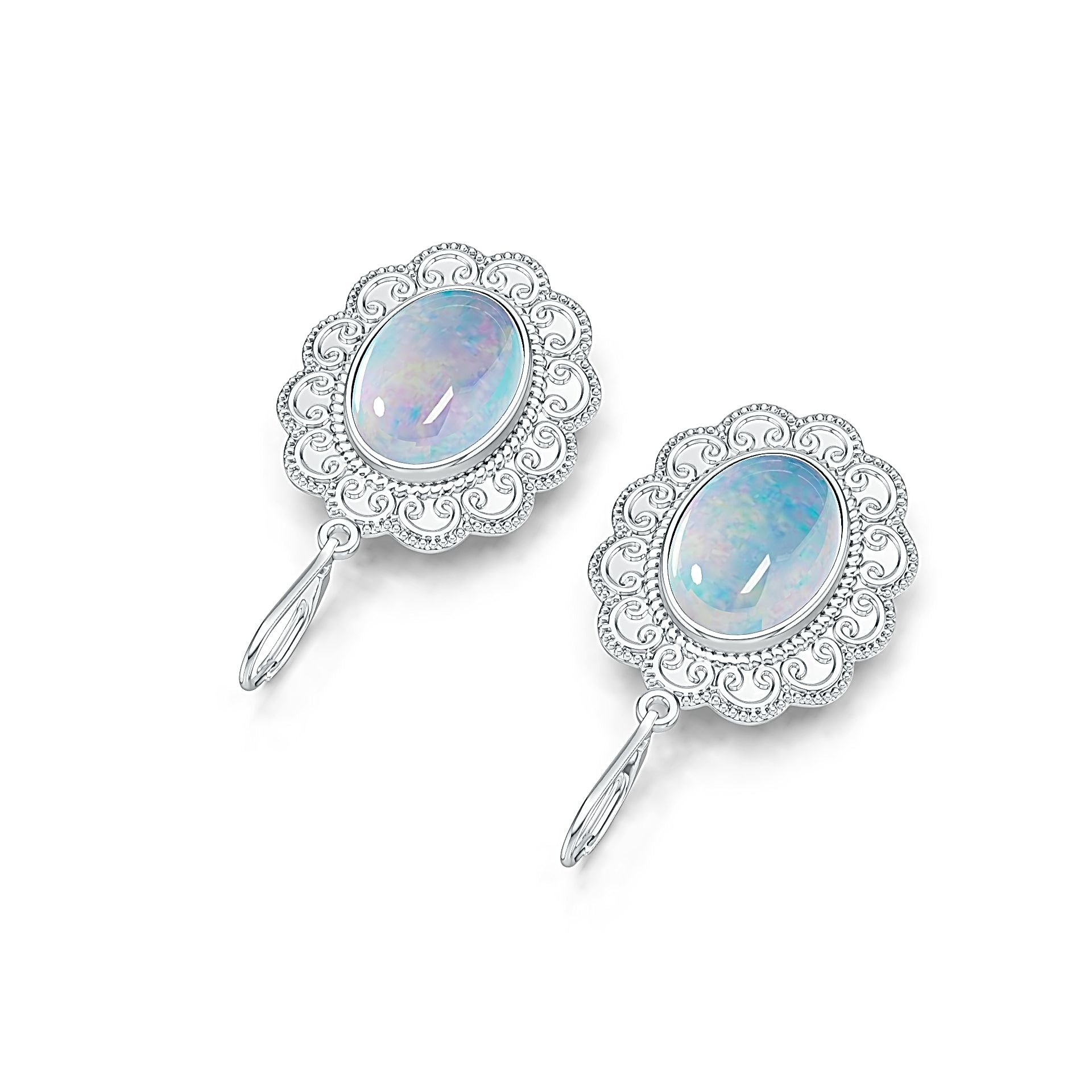 Sterling Silver Semi Mount Earrings Setting Oval OV 16X12mm Cabochon DHJ