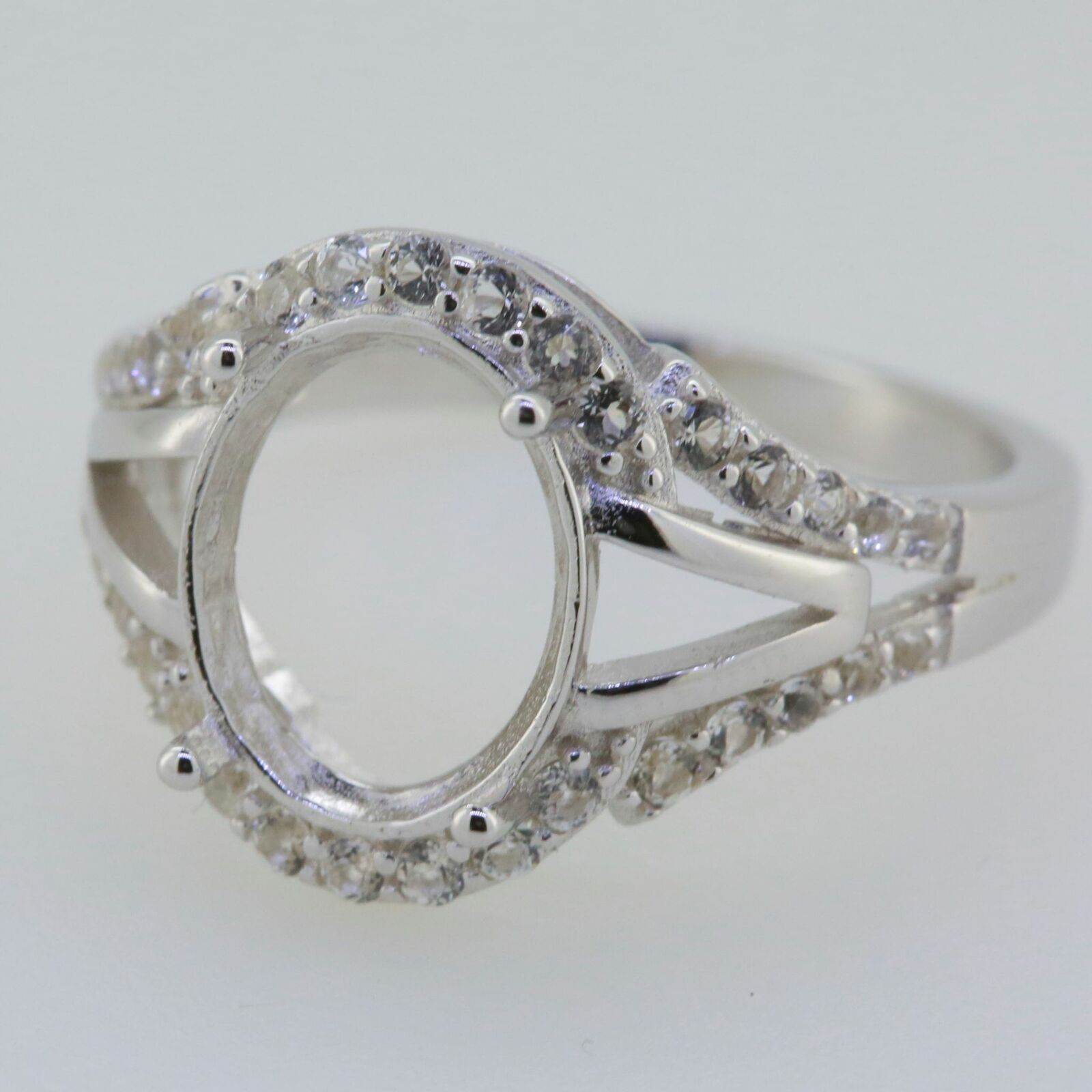 Platinum Semi Mount Ring Setting Oval OV 10x8mm Split Sha Diamond Accent Syzjewelry