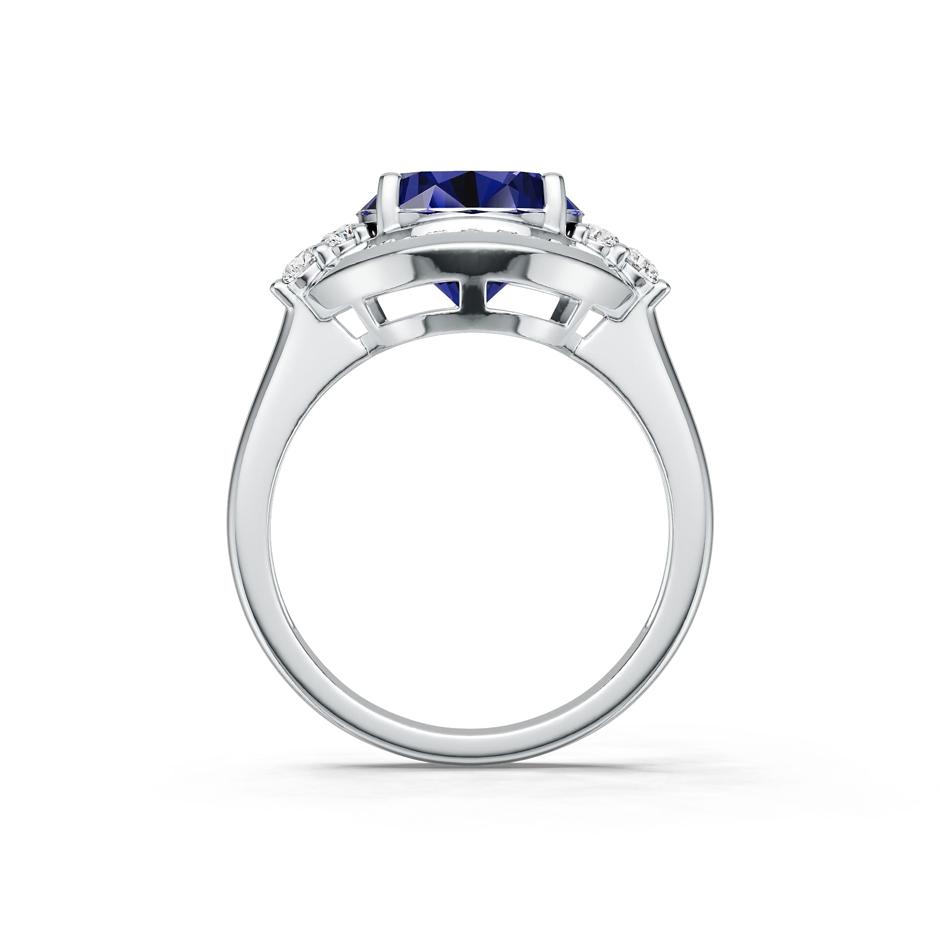 14K Gold Semi Mount Ring Setting Oval OV 12X10mm Cabochon Baguette Halo Diamond Accent DHJ