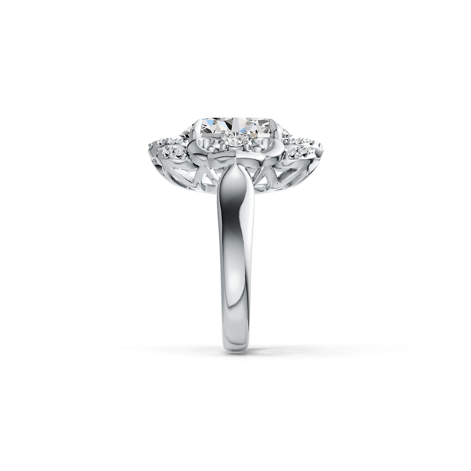 18K Gold Semi Mount Ring Setting Oval OV 12X10mm with White Topaz Diamond Accent DHJ