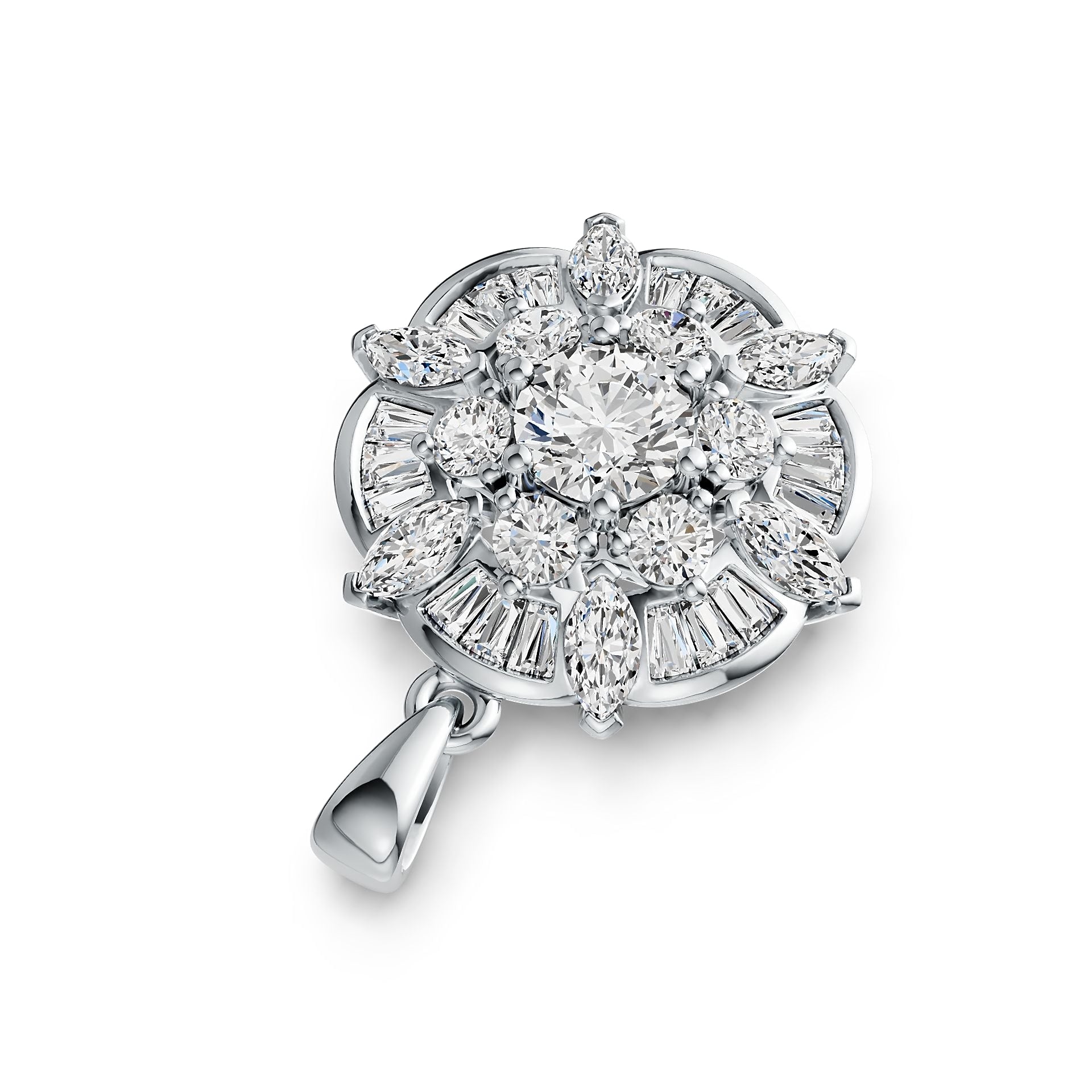 Sterling Silver Semi Mount Pendant Setting Round RD 6x6mm with White Topaz DHJ