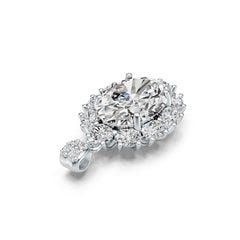 18K Gold Semi Mount Pendant Setting Oval OV 14X10mm Diamond Accent DHJ