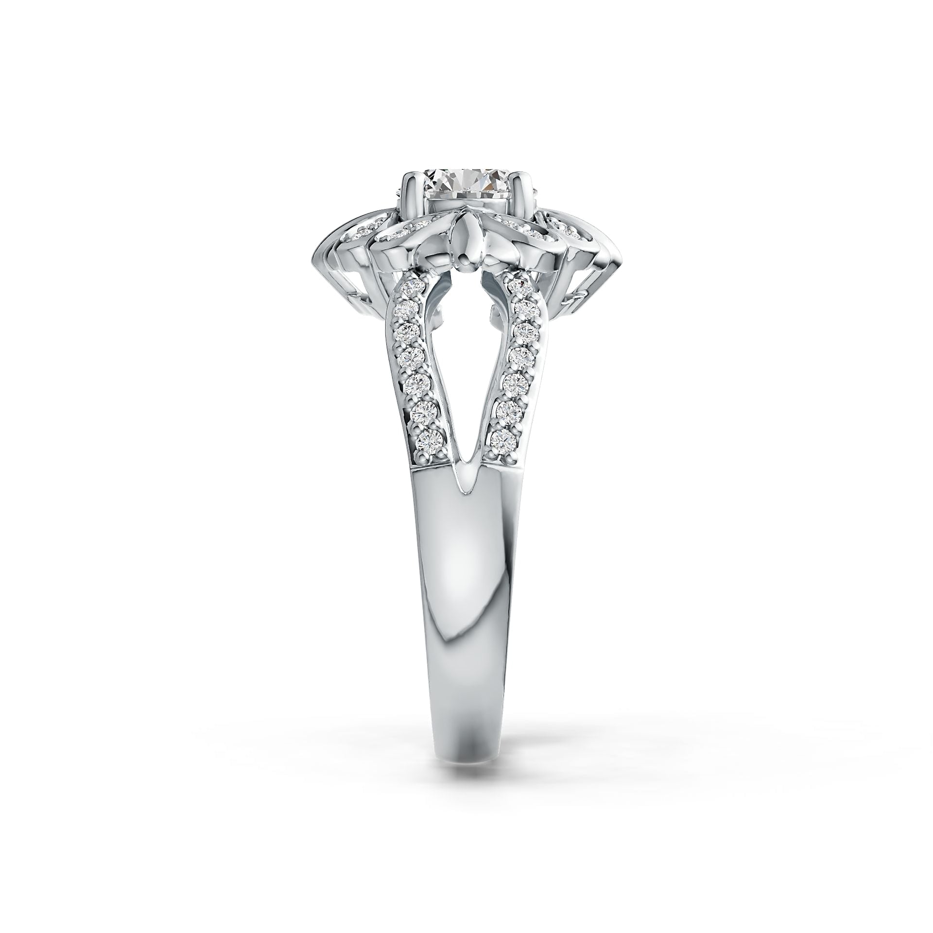 Platinum Semi Mount Ring Setting Round RD 6x6mm Split Shank Diamond Accent DHJ