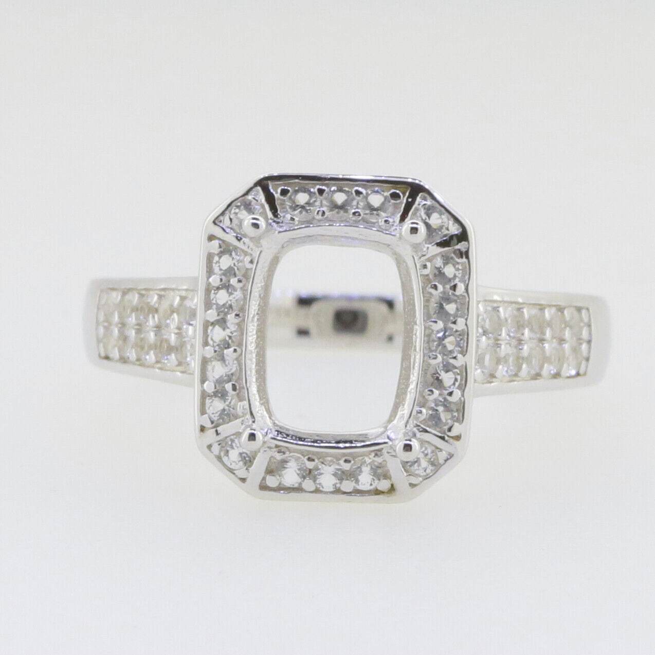 14K Gold Semi Mount Ring Setting Cushion CU9x7mm Halo W/ Diamond Accent Syzjewelry