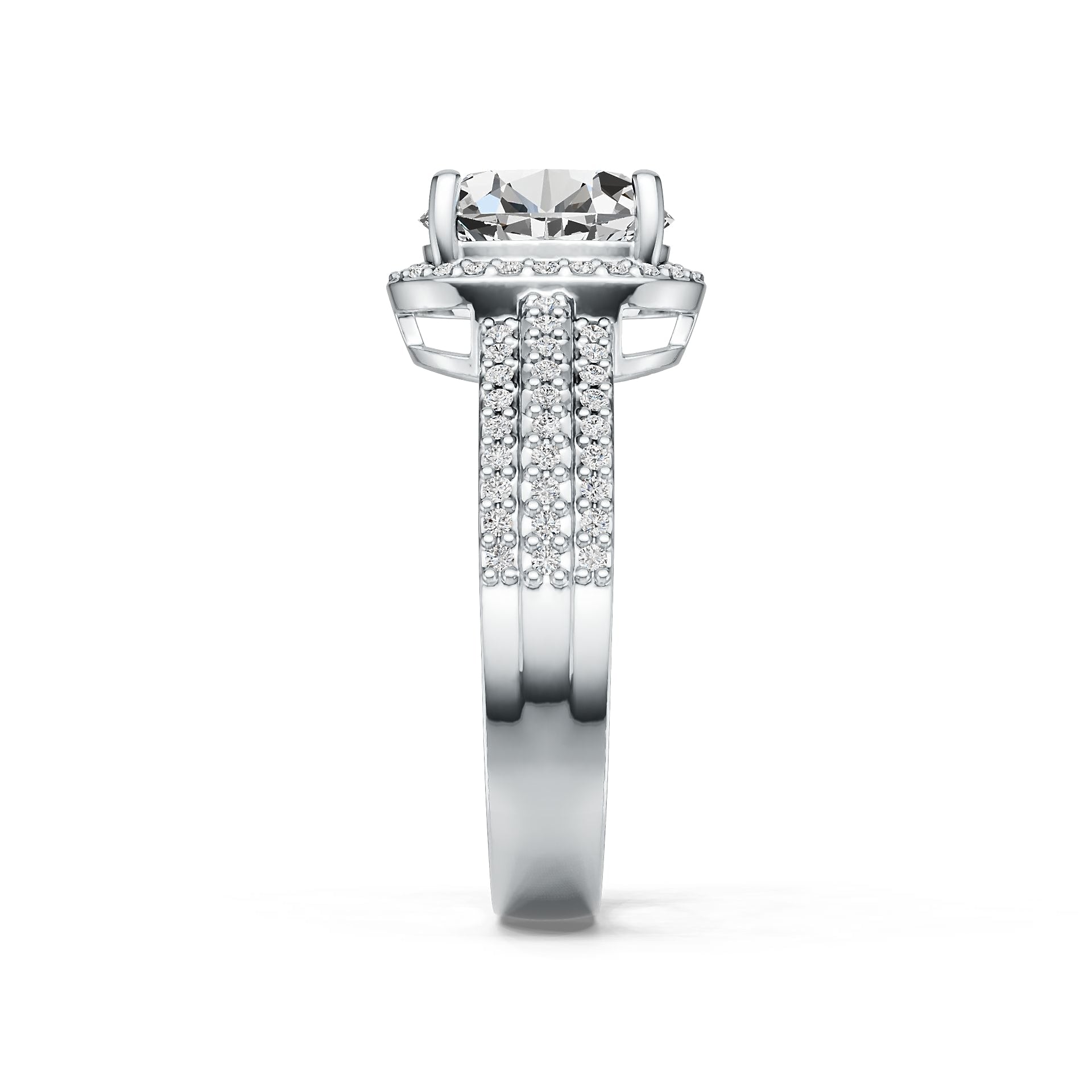 10K Gold Semi Mount Ring Setting Oval OV 9X7mm with Accent Moissanite Accent DHJ
