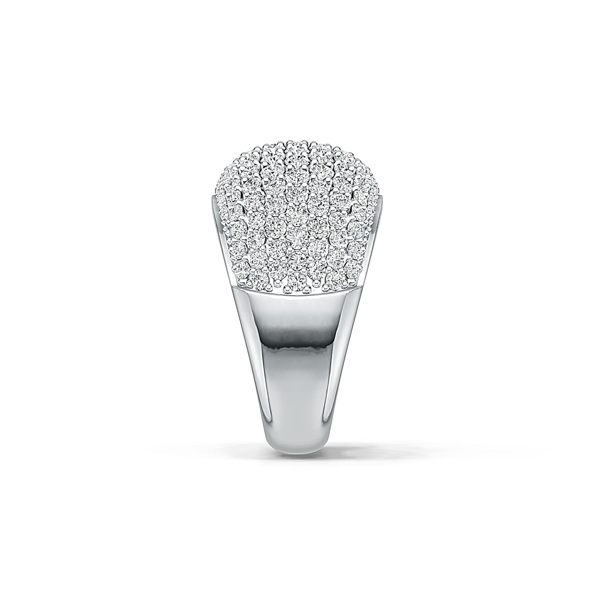 Platinum Pave Dome Ring with or Moissanite Diamond Accent DHJ