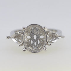 14K Gold Semi Mount Ring Setting OV 12x10mm PE 7x5mm Syzjewelry